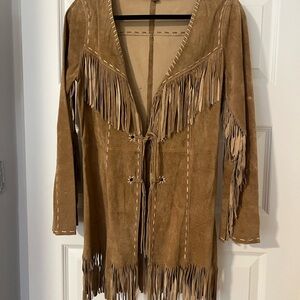 Arden B Brown Suede Fringe Coat